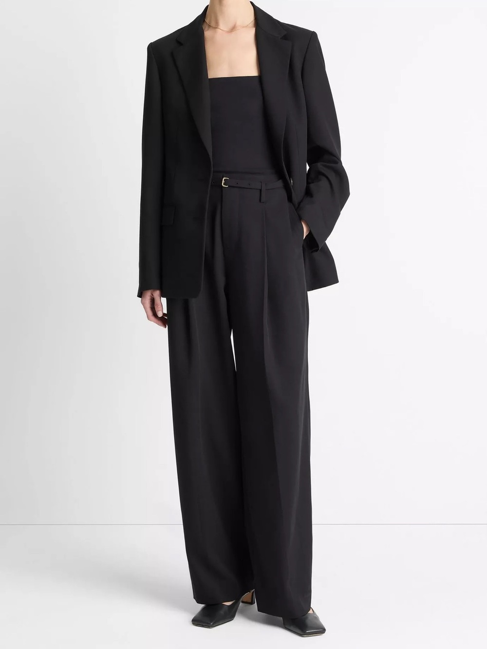 NWT Vince High Waist Pleated Wide Leg Trouser Pants Black Corporate Workwear 10